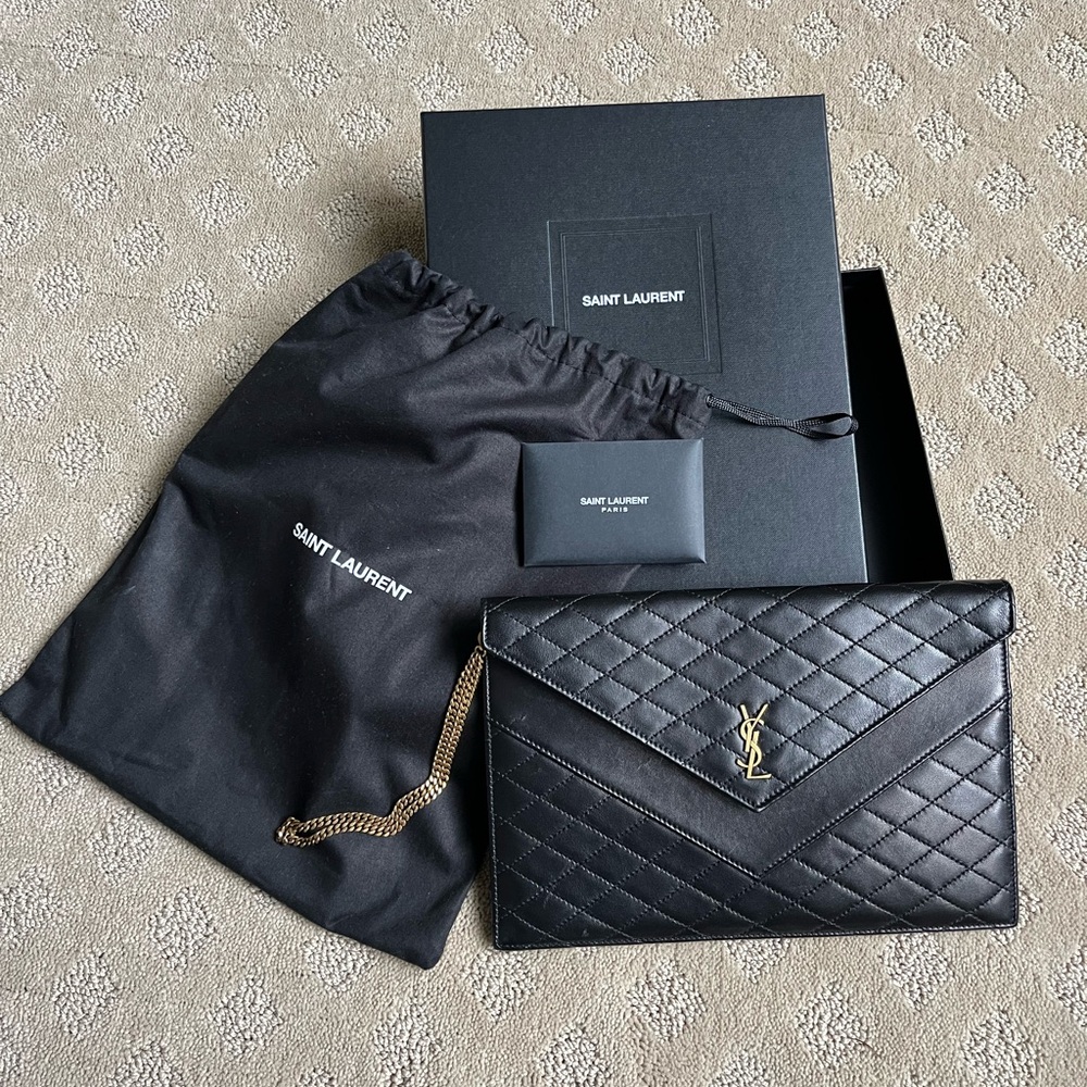 Saint Laurent Quilted Black Envelope Bag